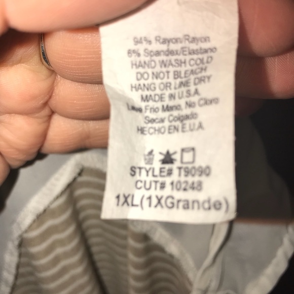 Brown & White Striped Tank Top /w Sheer Shoulders - Picture 3 of 3